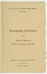 Program for graduating exercises of the class of January 1911 at Frank Louis Soldan High School, St. Louis